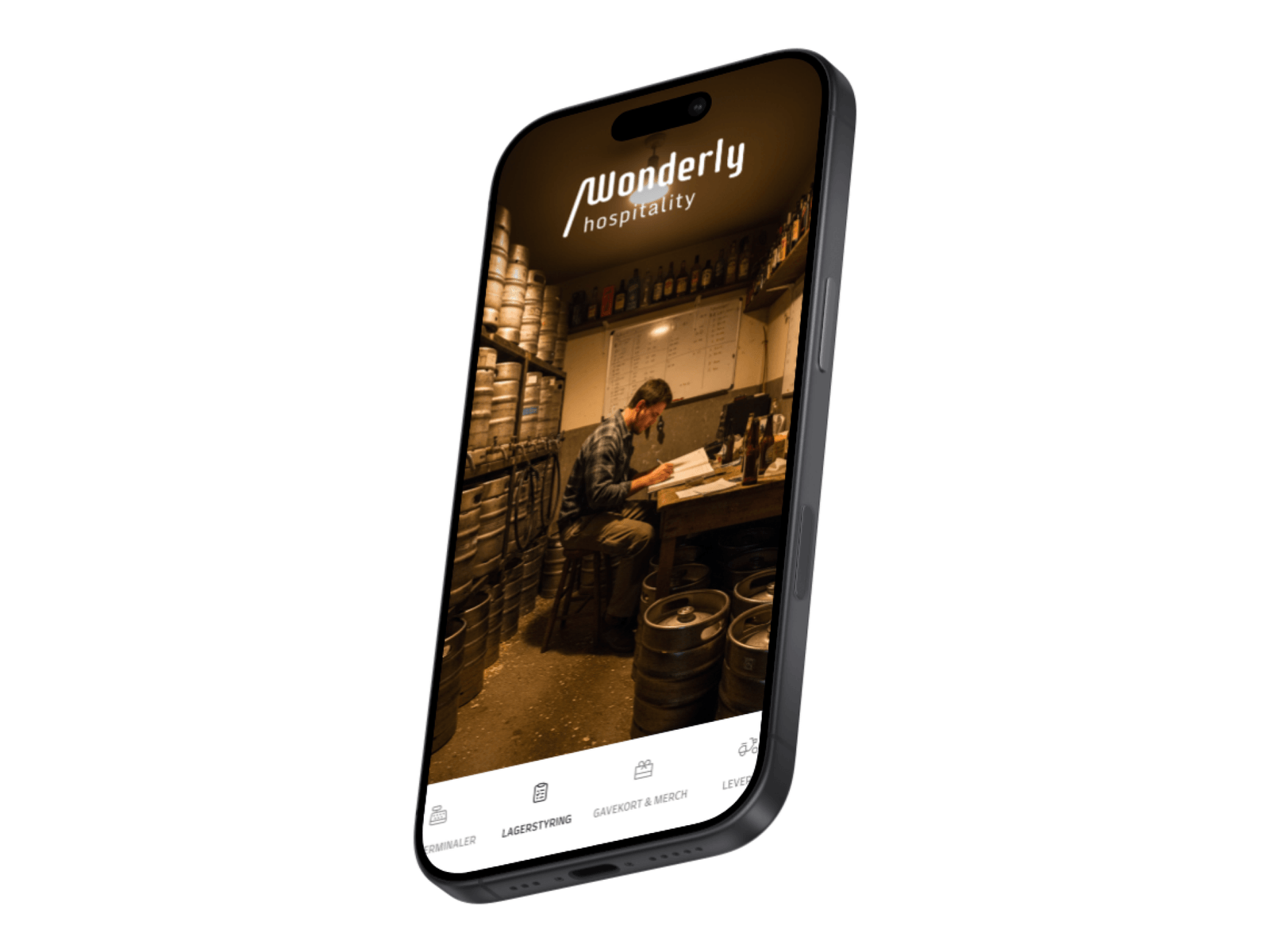 Lagerstyring vist på en telefon